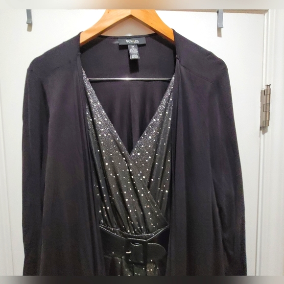Plus Blazer and Sequin Blouse attached with Faux Belt at Waist - Picture 5 of 7